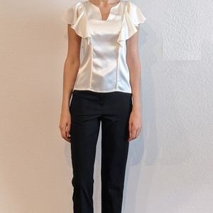 Special design Ecru Ruffled saten blouse